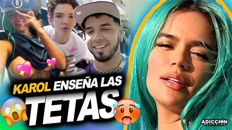 enseñando las tetas en público|Wow Karol G enseña ''LAS TETAS'' en Publico / Anuel  .